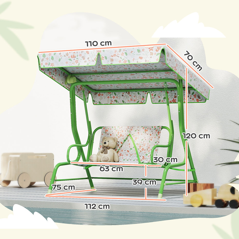 Thumbnail: Kids Garden Swing Chair with Adjustable Canopy, Safety Belt, 2 Seater Hammock Sw