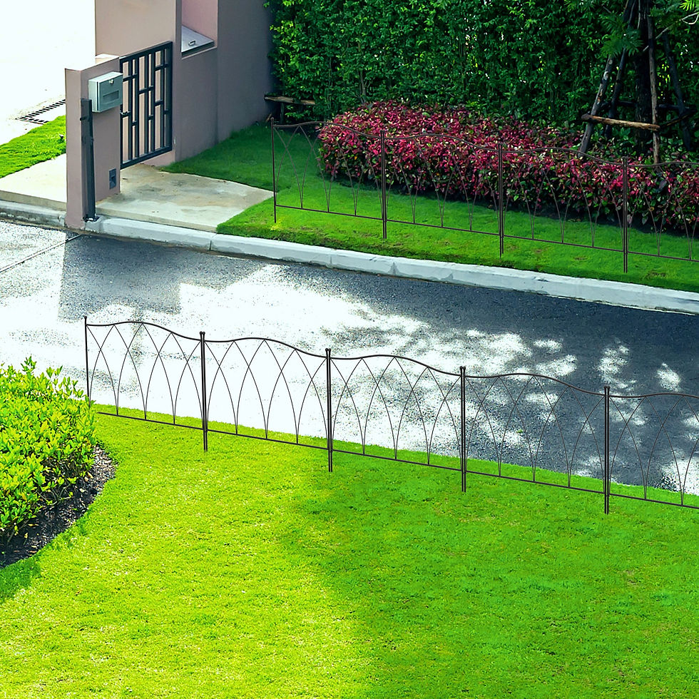 Thumbnail: Outsunny Set of Five 61.5cm Decorative Metal Fence Panels - Black