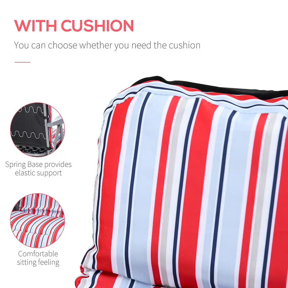 Thumbnail: Set of 2 Garden Sun Lounger Outdoor Reclining Seat Cushioned Seat Recliner Red