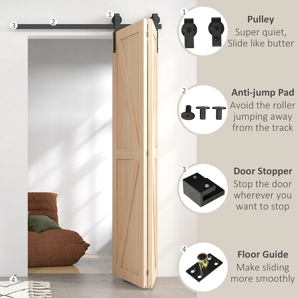 Thumbnail: 4FT/122CM Bi-Folding Sliding Barn Door Hardware Track Kit, Heavy Duty Sliding Do