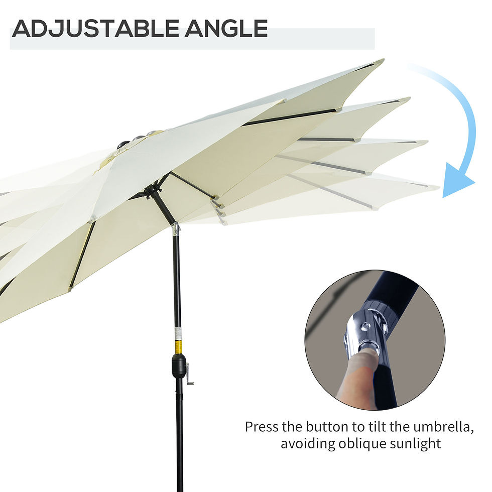 Thumbnail: 3(m) Tilting Parasol Garden Umbrellas, Outdoor Sun Shade with 8 Ribs, Tilt and C