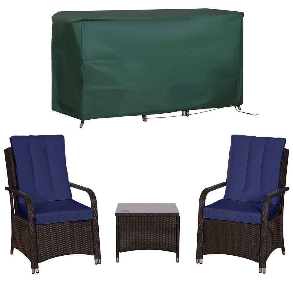 Thumbnail: 3 Pieces Rattan Bistro Set with Furniture Cover, Wicker Garden Furniture Set, Gl