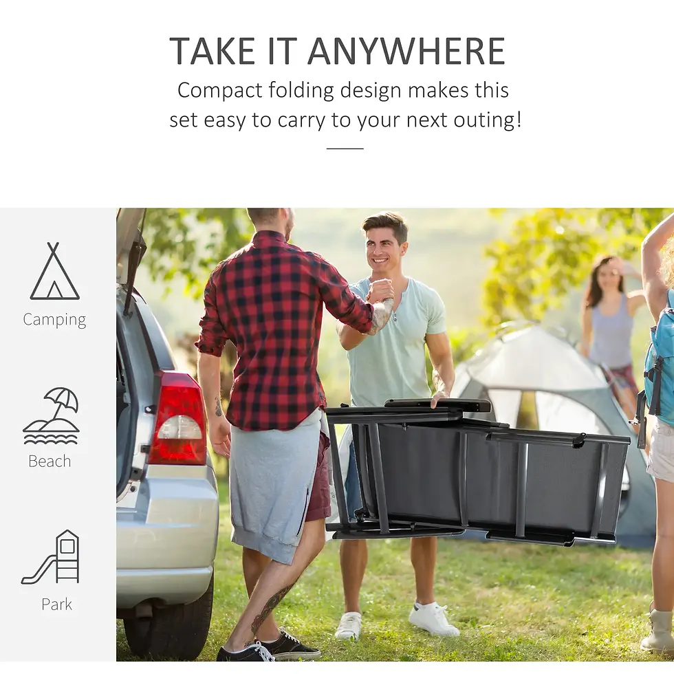 Thumbnail: Outdoor Folding Sun Lounger, 5-Position Adjustable Chaise Lounge Chair - Grey