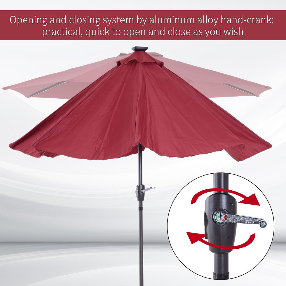 Thumbnail: Φ2.7m Garden 24 LED Light Parasol Solar Outdoor Tilt Sun Umbrella Patio Club Par