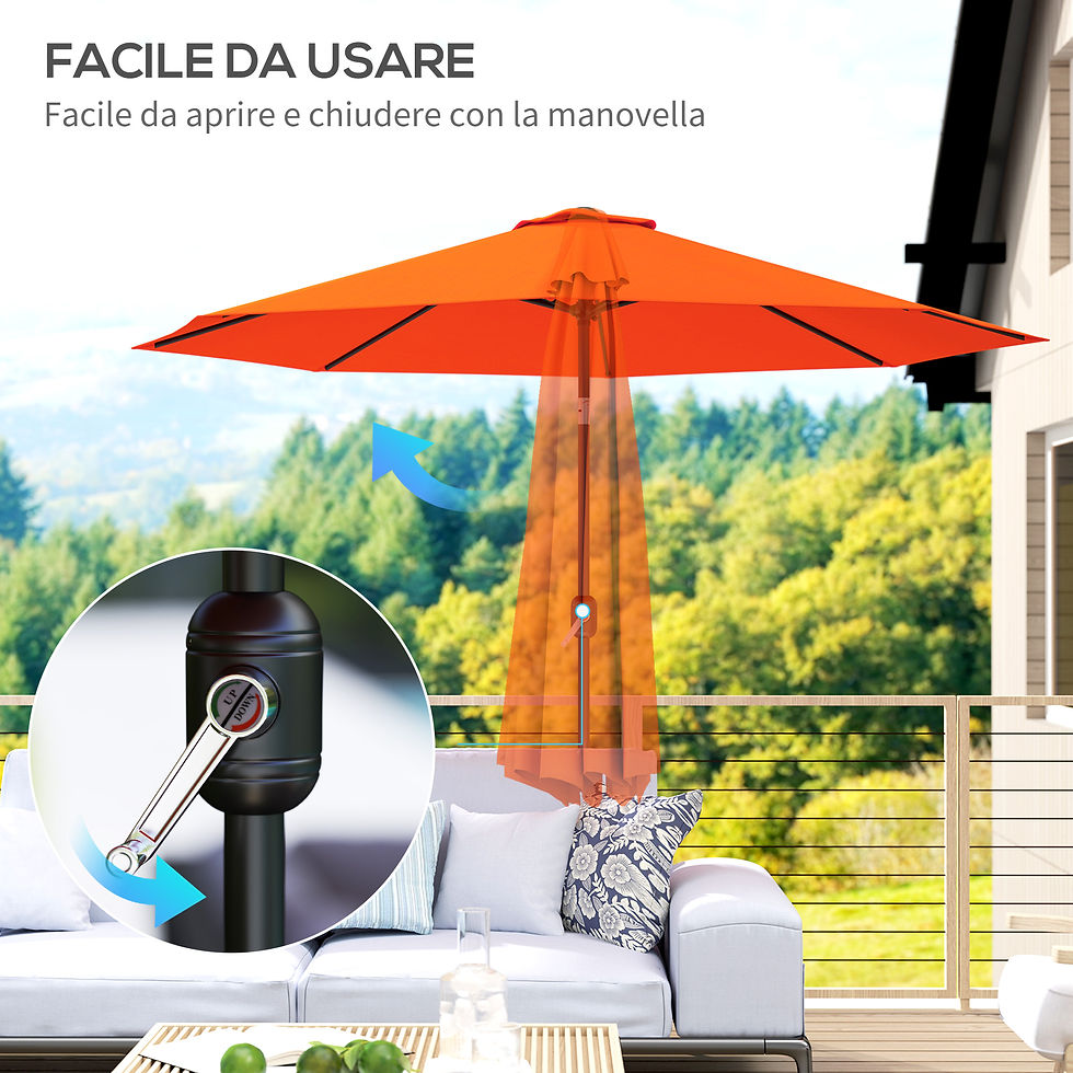 Thumbnail: 3 m Garden Parasol Umbrellas, Outdoor Sun Shade with 8 Ribs, Tilt and Crank Hand