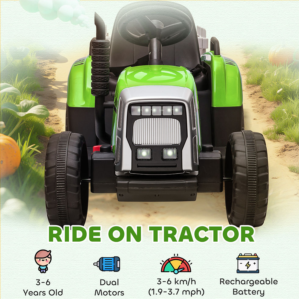 Thumbnail: HOMCOM Ride On Tractor, Battery Powered Electric Car, with Detachable Trailer,
