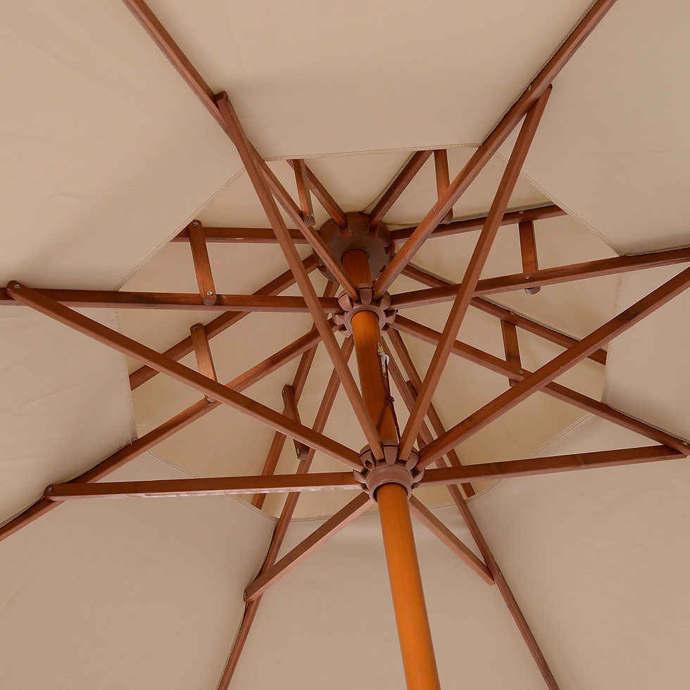 Thumbnail: 2.7m Wooden Parasol Elegant Two-Tier Design Garden Parasol Umbralle for Outdoor