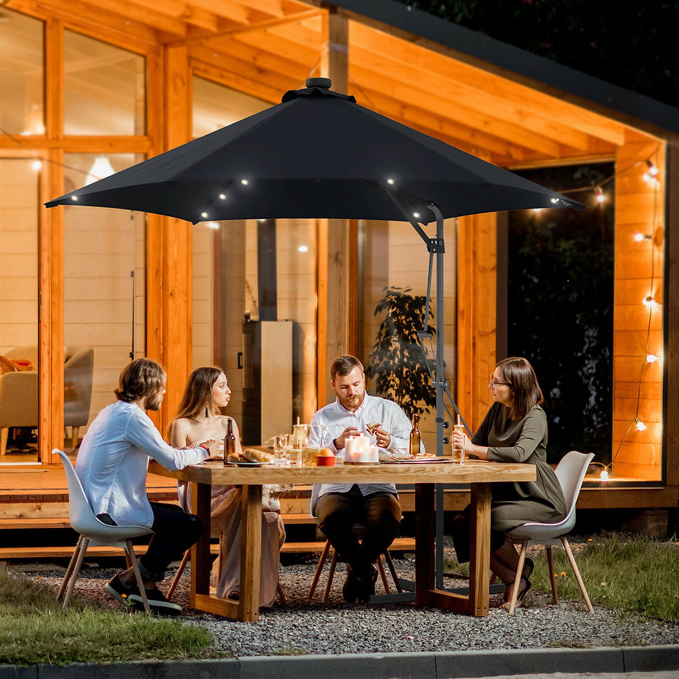 Thumbnail: Outsunny 3(m) Solar LED Cantilever Parasol - Black