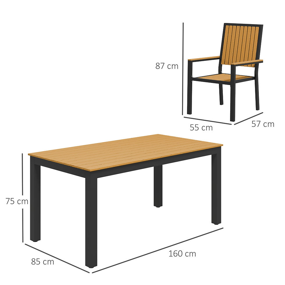 Thumbnail: 6 Seater Garden Dining Set with Stackable Chairs, Aluminium Frame, Rectangular P