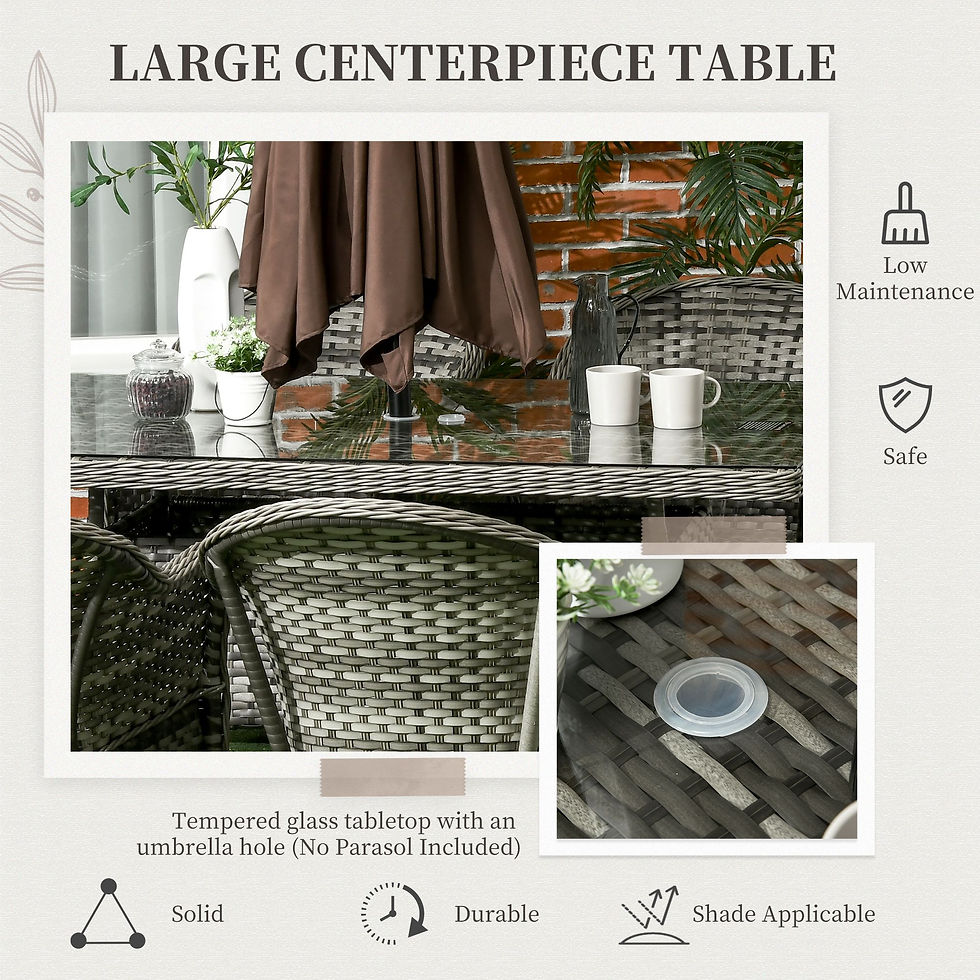 Thumbnail: Outsunny Seven-Piece Rattan Dining Set - Grey