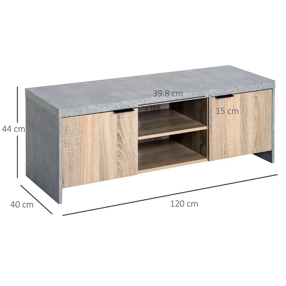 Thumbnail: HOMCOM TV Stand for TV up to 55", 2 Doors TV Cabinet with Open Shelves, TV Unit