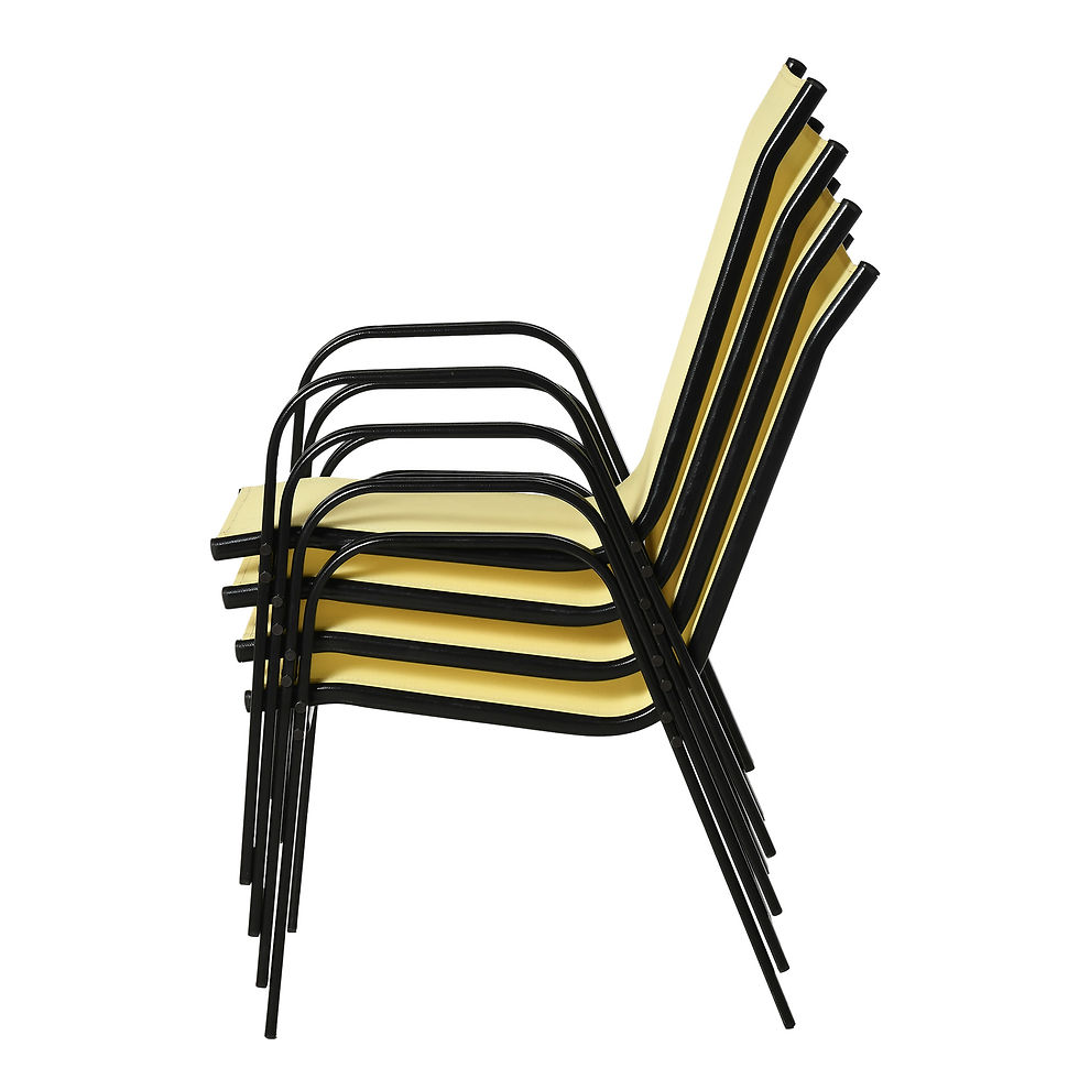 Thumbnail: Outsunny Set of Four Stackable Mesh Seat Chairs - Beige
