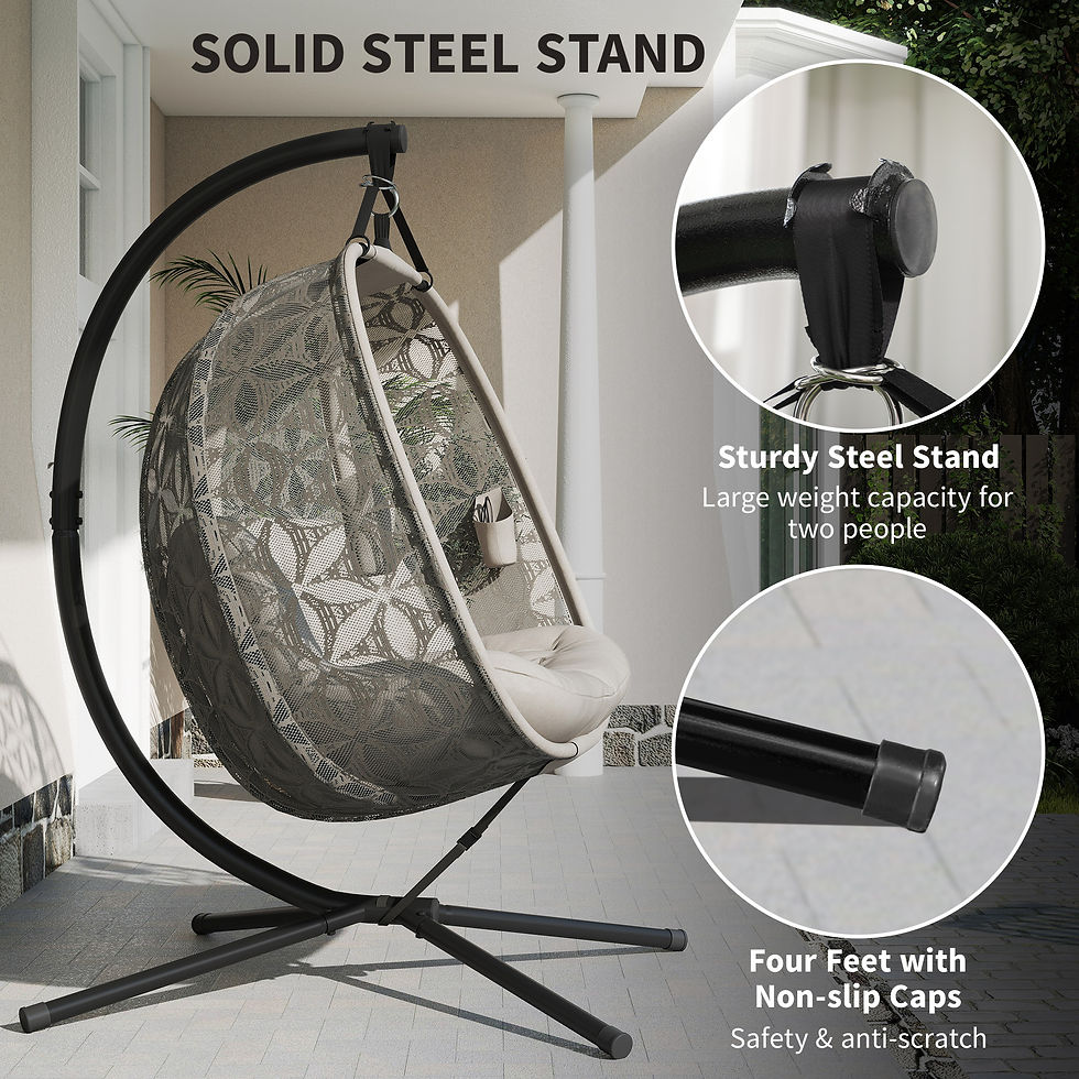 Thumbnail: Outsunny Outdoor Double Hanging Chair with Cushion and Cup Holders, Sand Brown