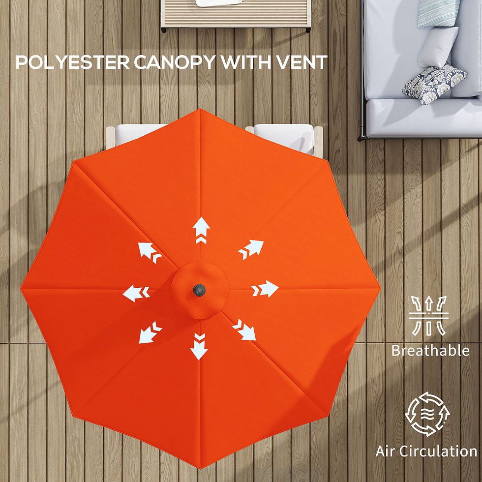 Thumbnail: 3 m Garden Parasol Umbrellas, Outdoor Sun Shade with 8 Ribs, Tilt and Crank Hand