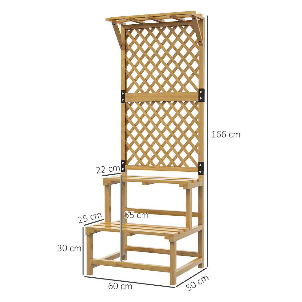 Thumbnail: Wooden Plant Stand, with Trellis - Natural Finish