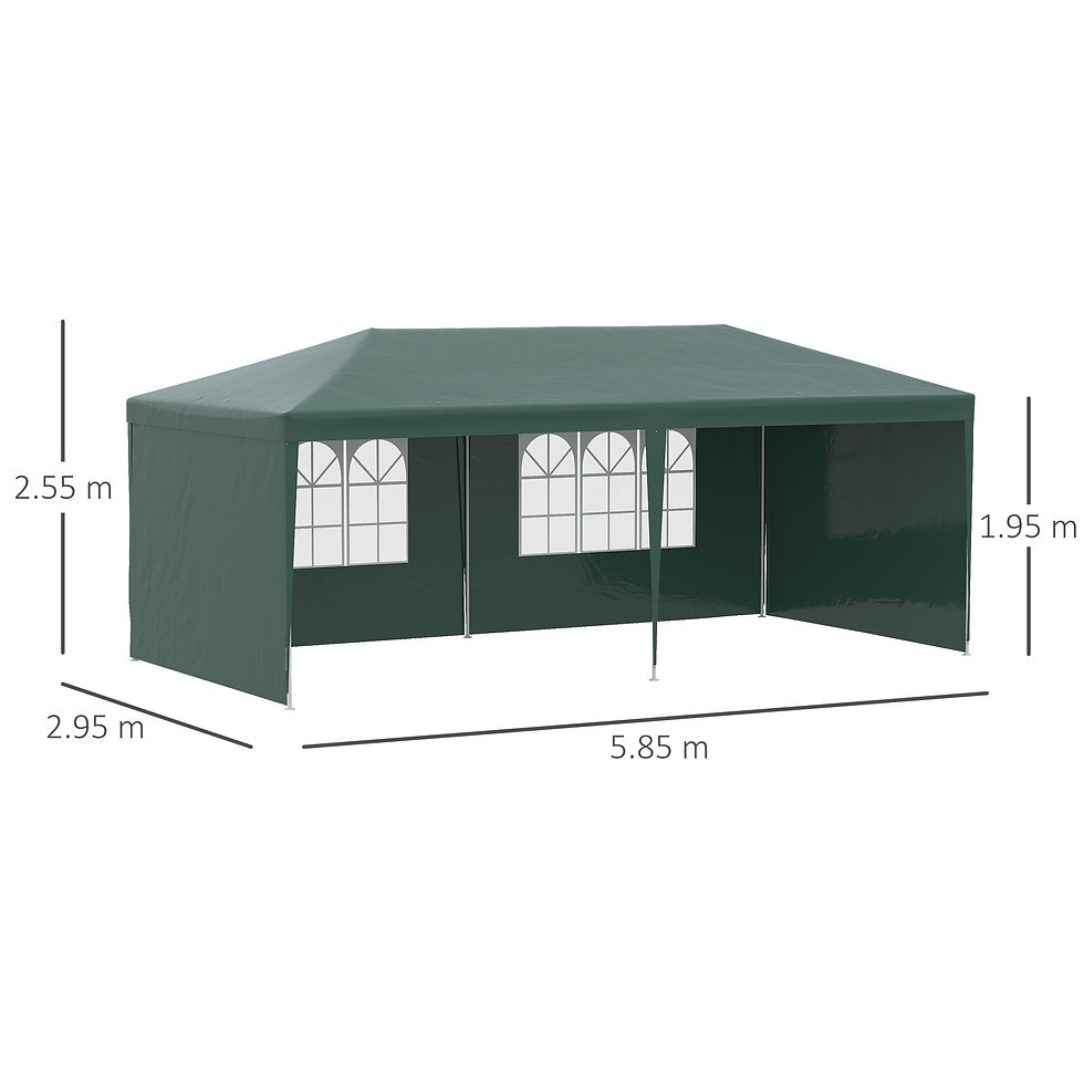 Thumbnail: 6x3 m Party Tent Gazebo Marquee Outdoor Patio Canopy Shelter with Windows and Si