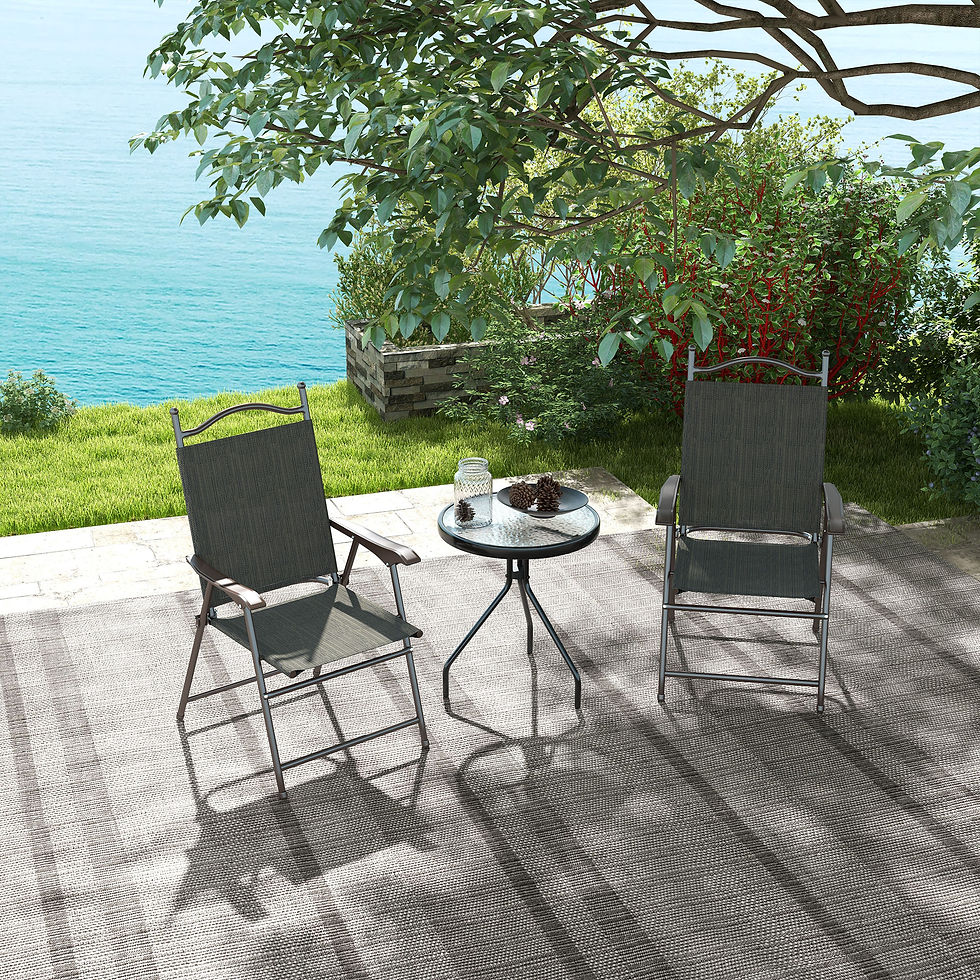Thumbnail: Outsunny Set of Two Folding Garden Chairs, with Fabric Mesh Seats - Dark Brown