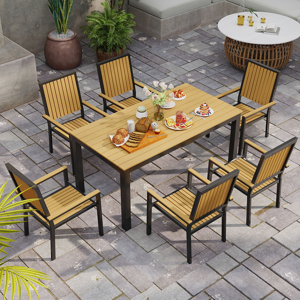 Thumbnail: 6 Seater Garden Dining Set with Stackable Chairs, Aluminium Frame, Rectangular P