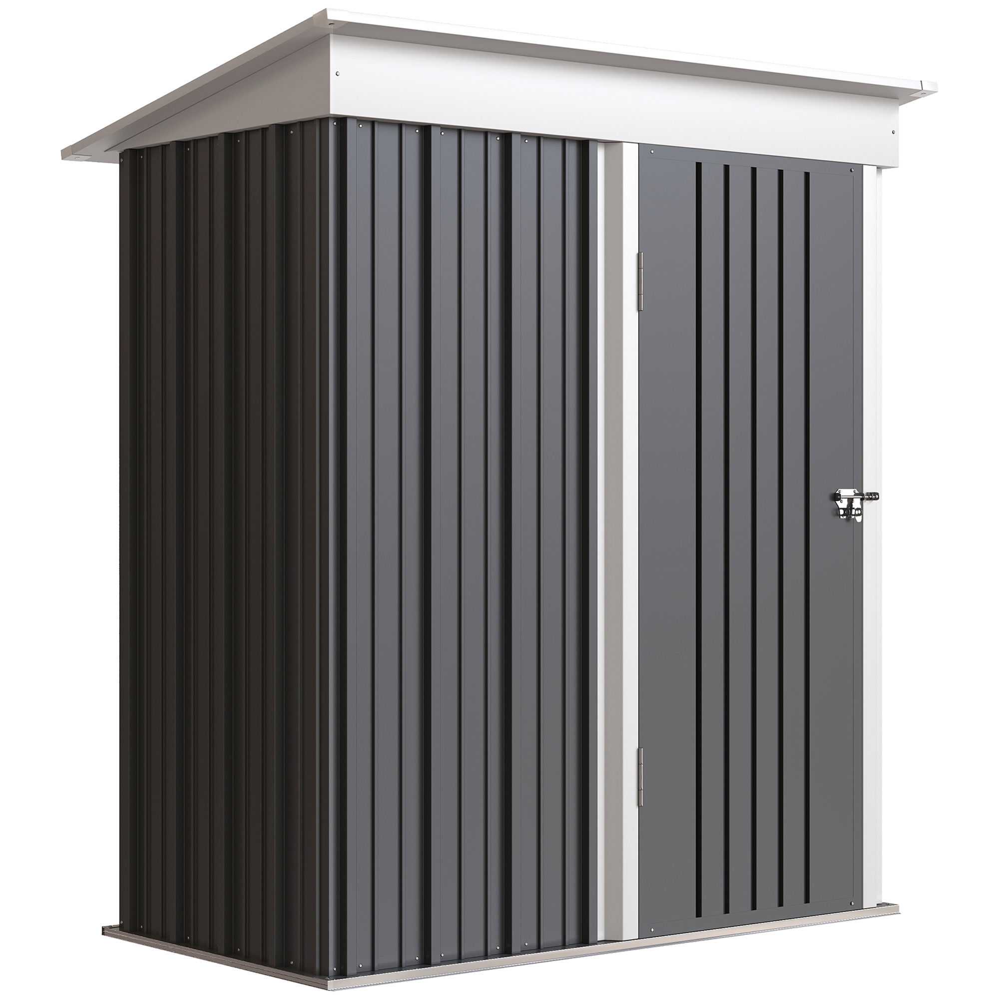 Outsunny Metal Garden Shed, Outdoor Lean-to Shed for Tool Motor Bike, with