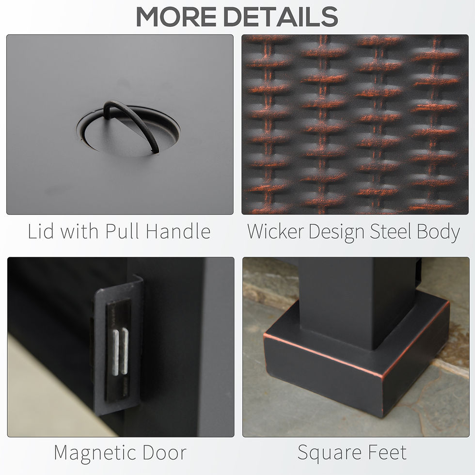 Thumbnail: Square Propane Gas Fire Pit Table, 50000 BTU Rattan Smokeless Firepit Patio Heat