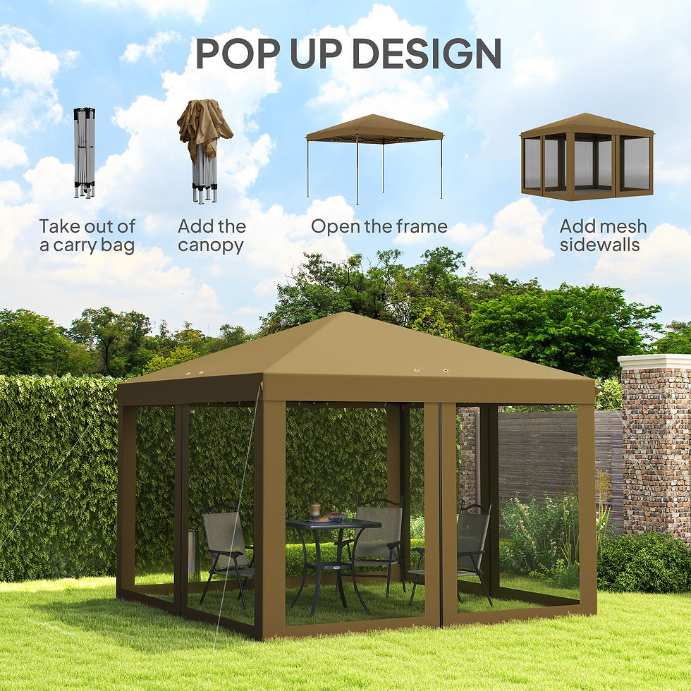 Thumbnail: 3 x 3 m Pop Up Gazebo, 420D Garden Tent Canopy with Removable Mesh Sidewall Nett