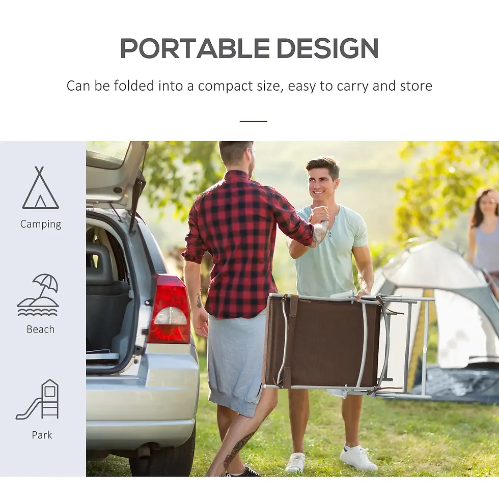 Thumbnail: Outsunny Sun Lounger Steel Frame Outdoor Folding Chaise Texteline Lounge Chair