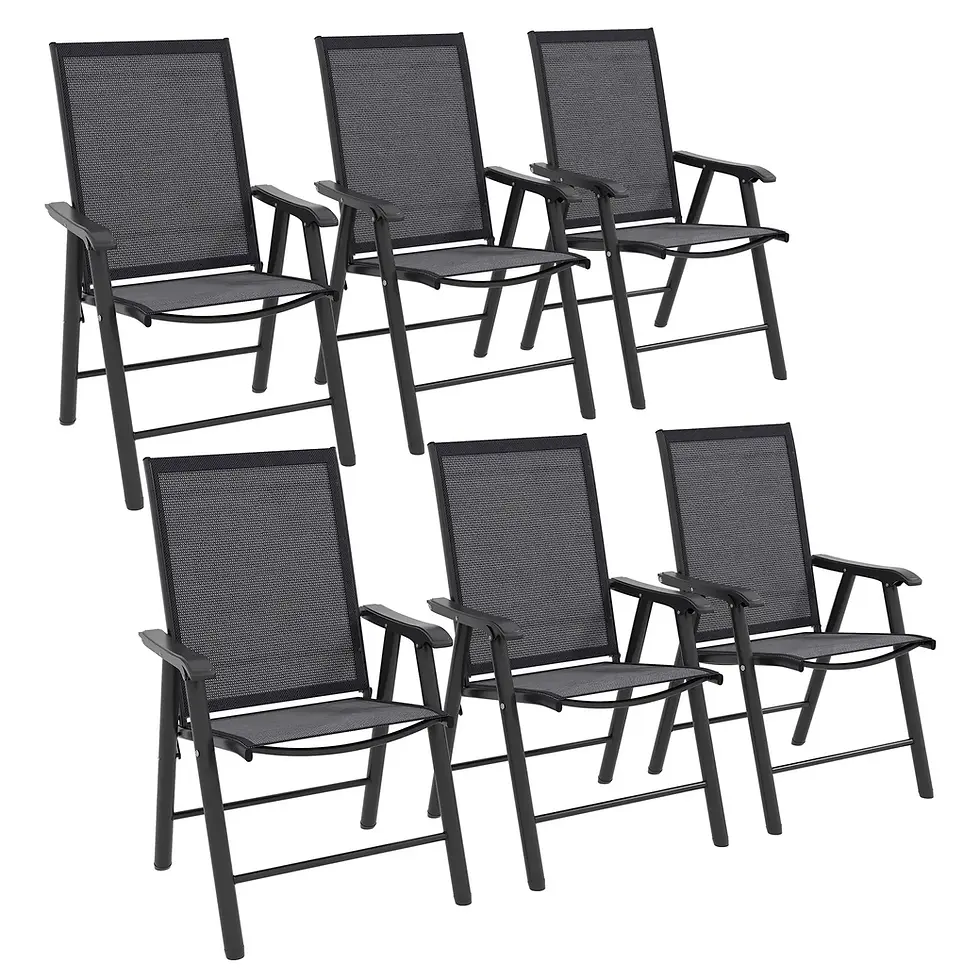 Outsunny Set of 6 Folding Garden Chairs, Metal Frame Garden Chairs Outdoor Patio