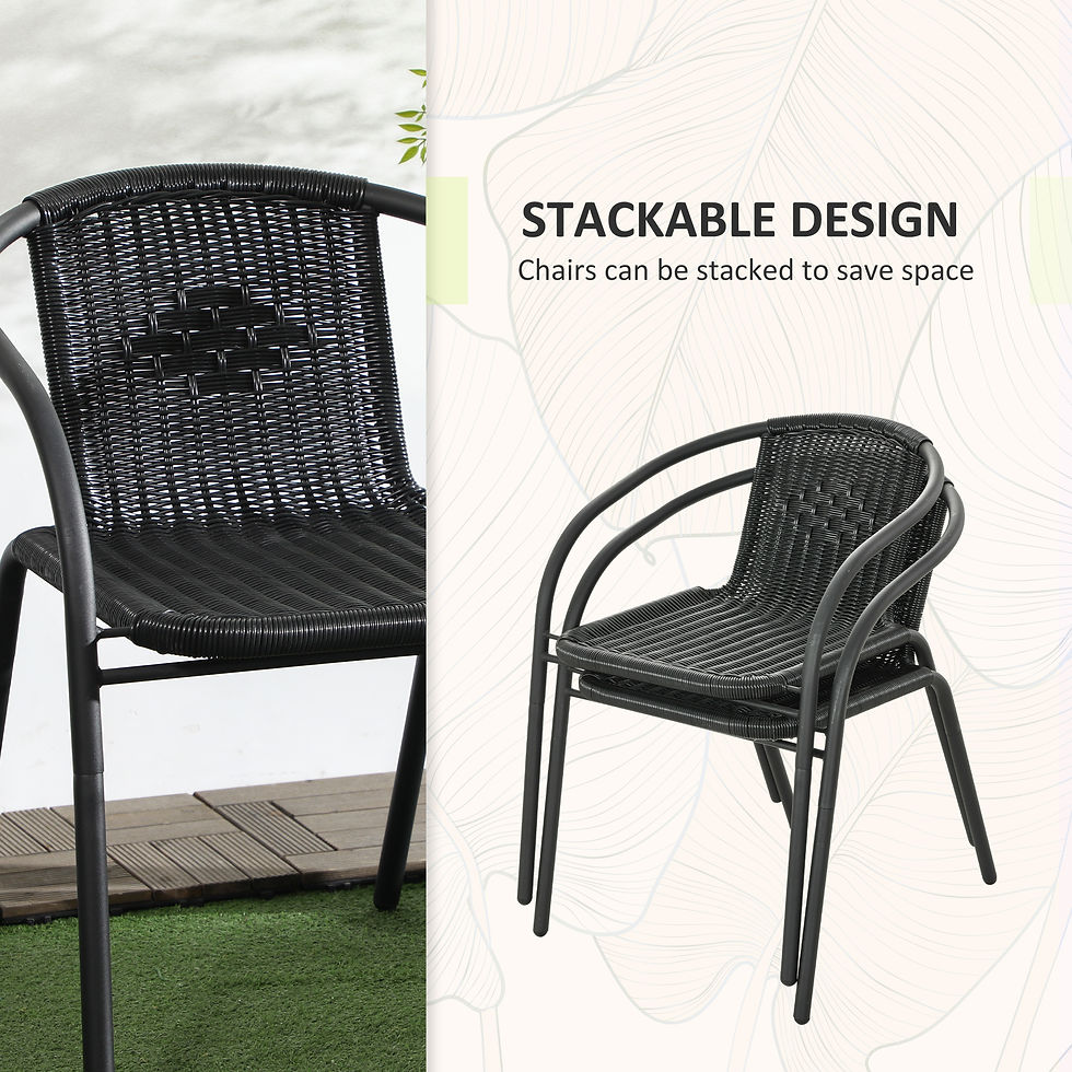 Thumbnail: Outsunny 3 Pieces Rattan Bistro Set - Black