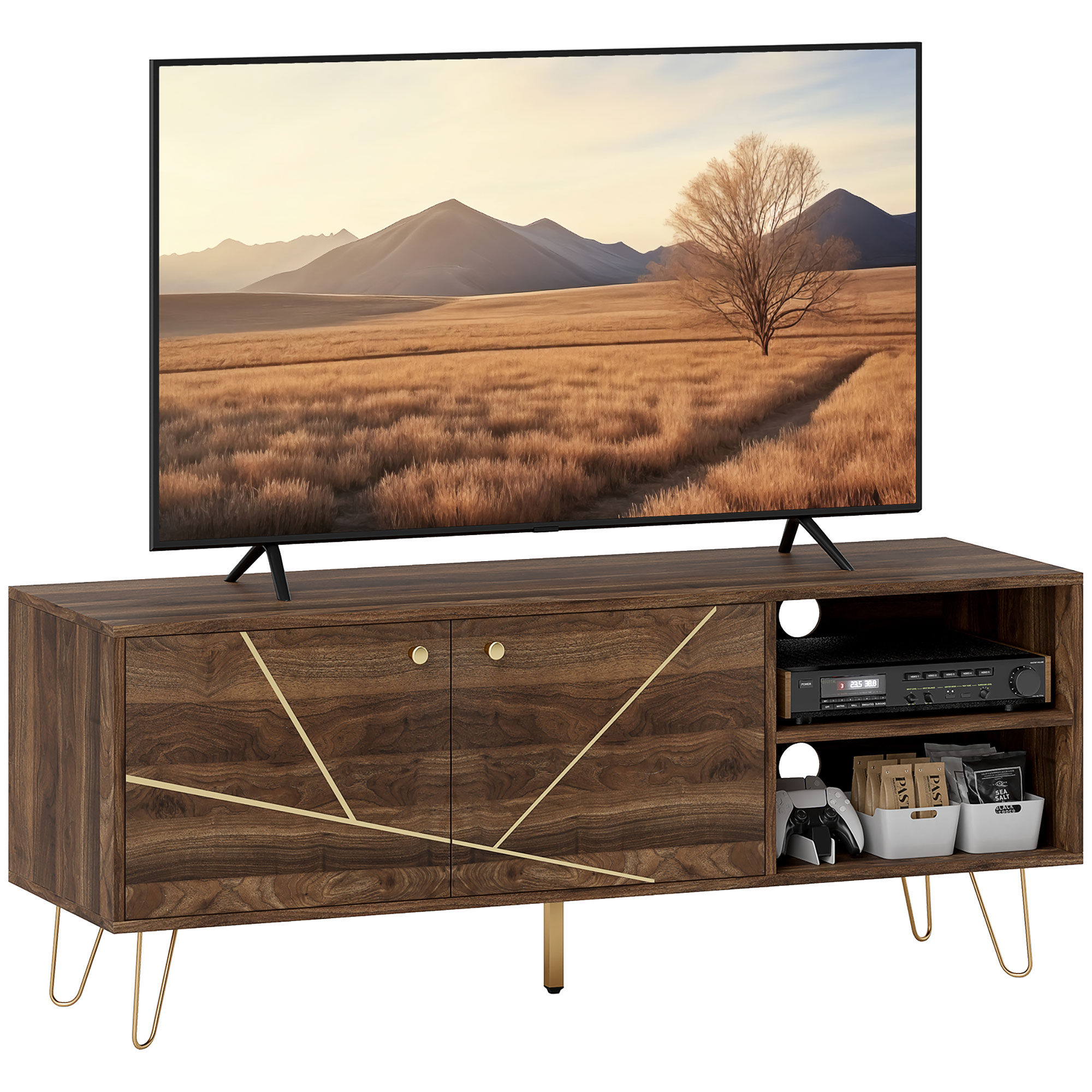 HOMCOM TV Stand Cabinet for up to 60 Inch TV, Modern 130cm TV Unit with