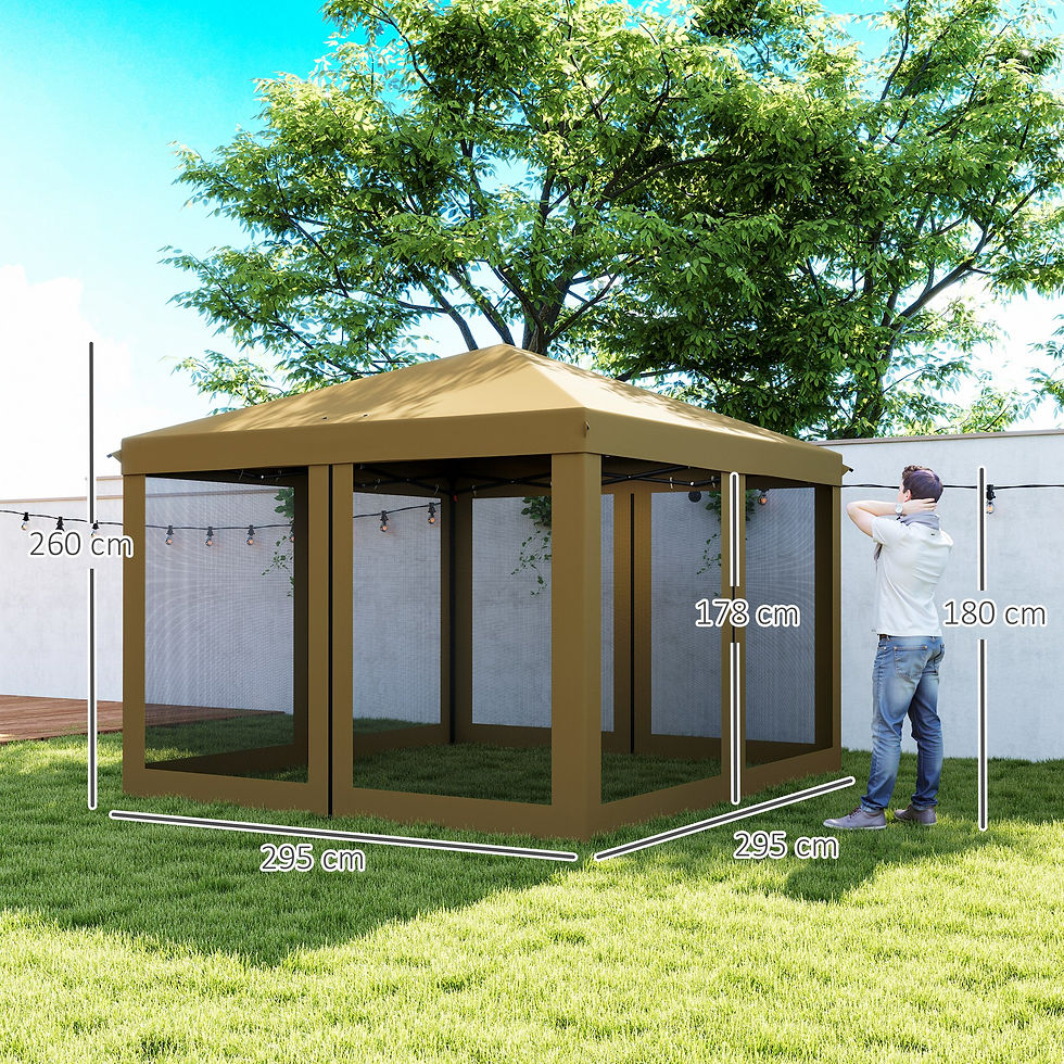 Thumbnail: 3 x 3 m Pop Up Gazebo, 420D Garden Tent Canopy with Removable Mesh Sidewall Nett