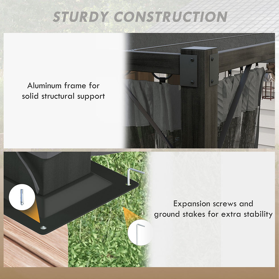 Thumbnail: Outsunny 3 x 4m Aluminium Frame Pergola, with Retractable Roof - Dark Grey