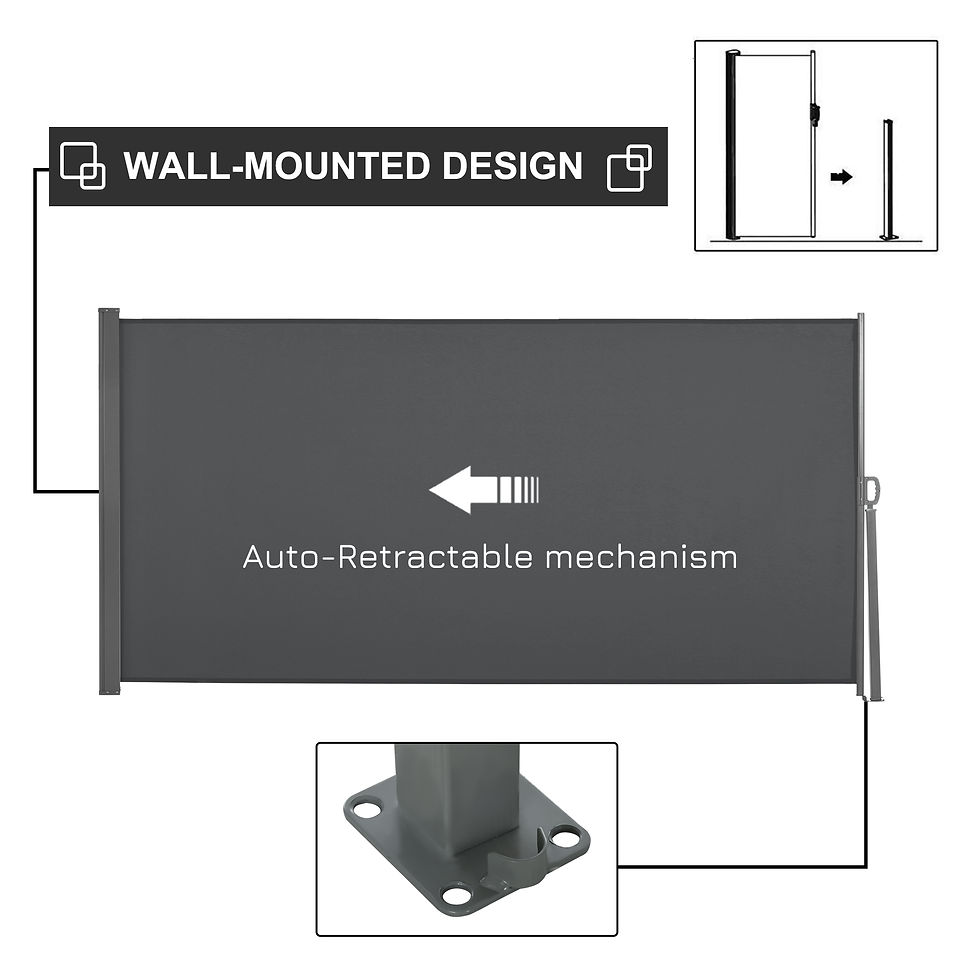 Thumbnail: Retractable Sun Side Awning Screen Fence Patio Garden Wall Balcony Screening Pan