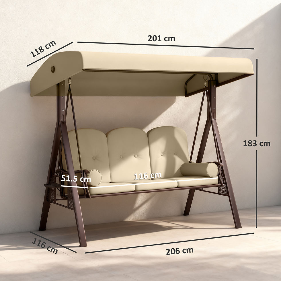 Thumbnail: Outsunny Three-Seater Garden Swing Chair - Brown