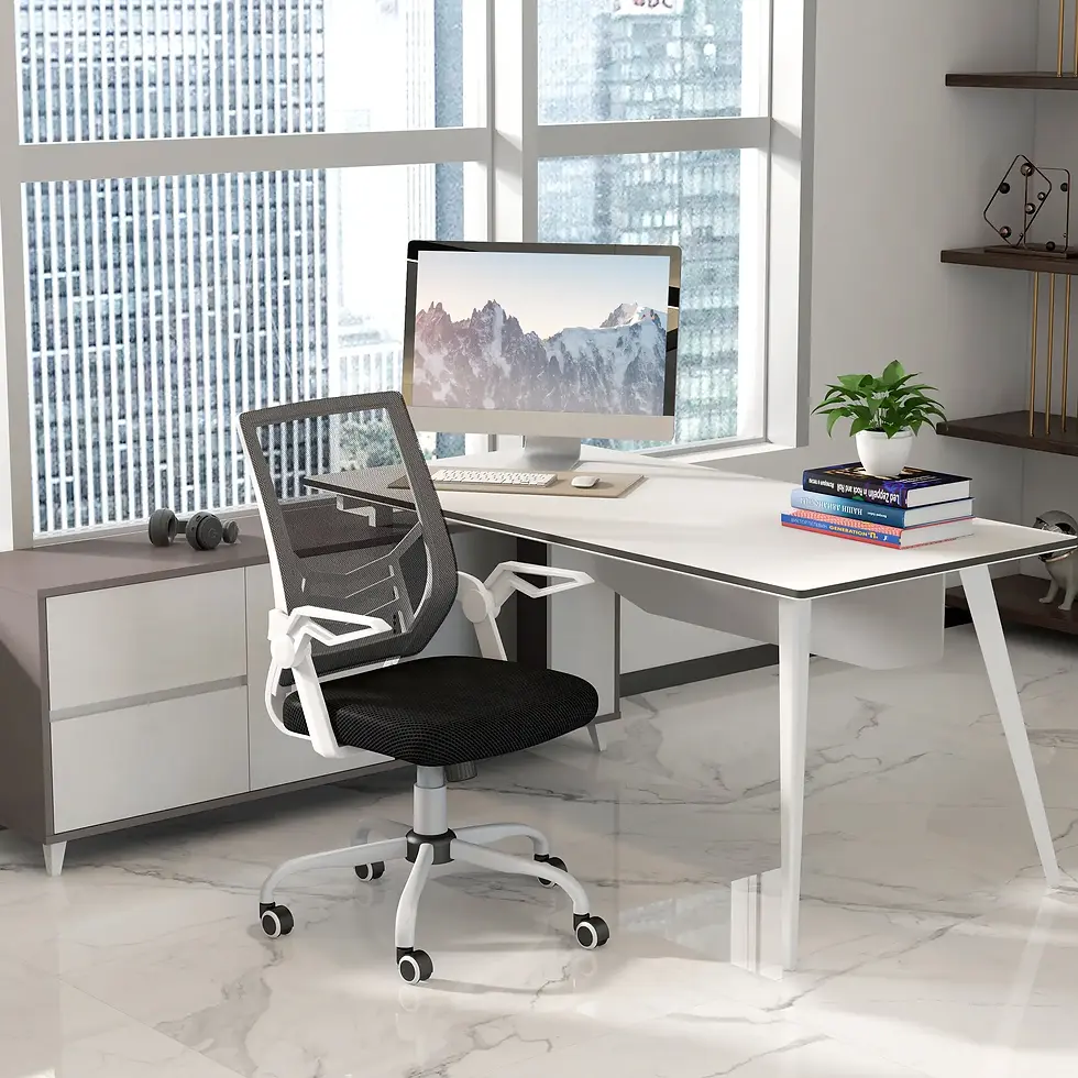 Thumbnail: Vinsetto Mesh Office Chair, Computer Desk Chair with Flip-up Armrests - Black