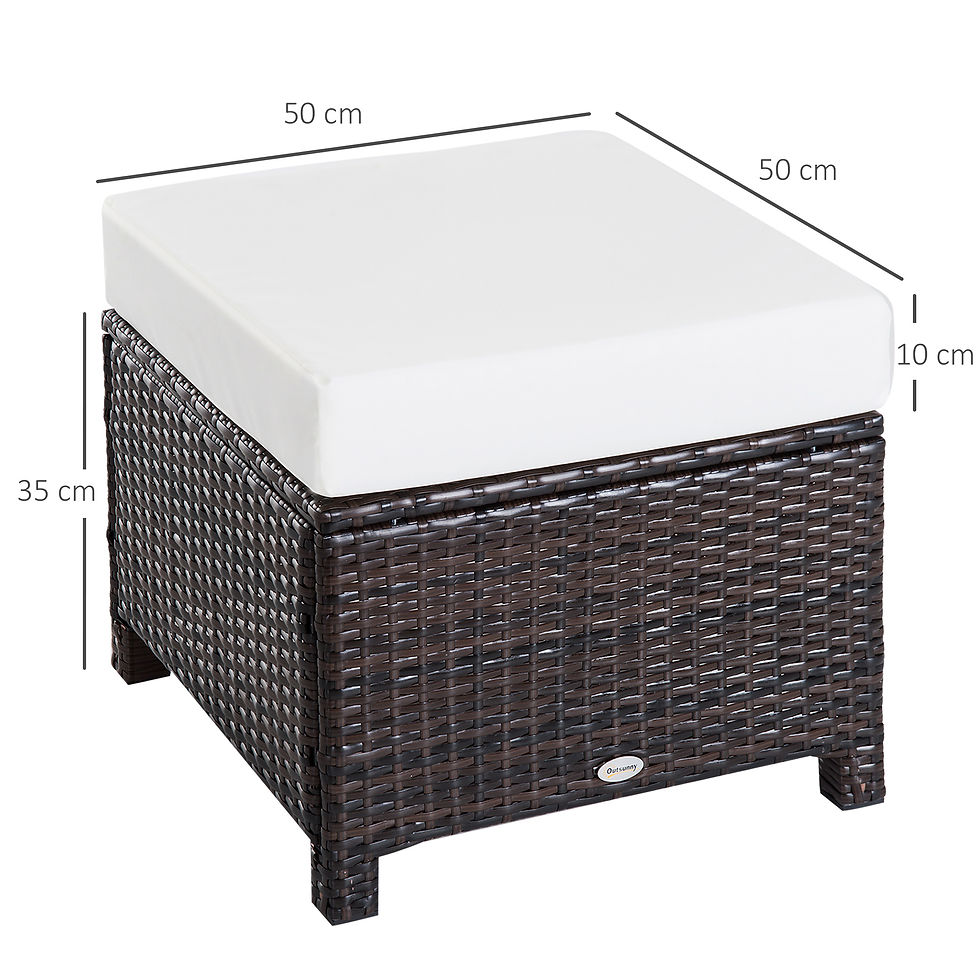 Thumbnail: Rattan Footstool Wicker Ottoman with Padded Seat Cushion Outdoor Patio Furniture
