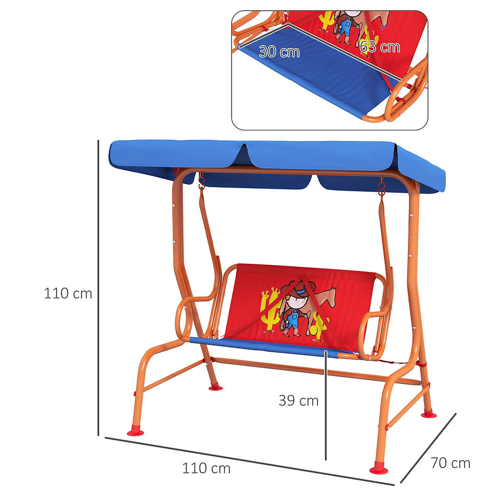 Thumbnail: Two Seater Kids Garden Swing, Cowboy Themed kids Swing Chair with Adjustable Can
