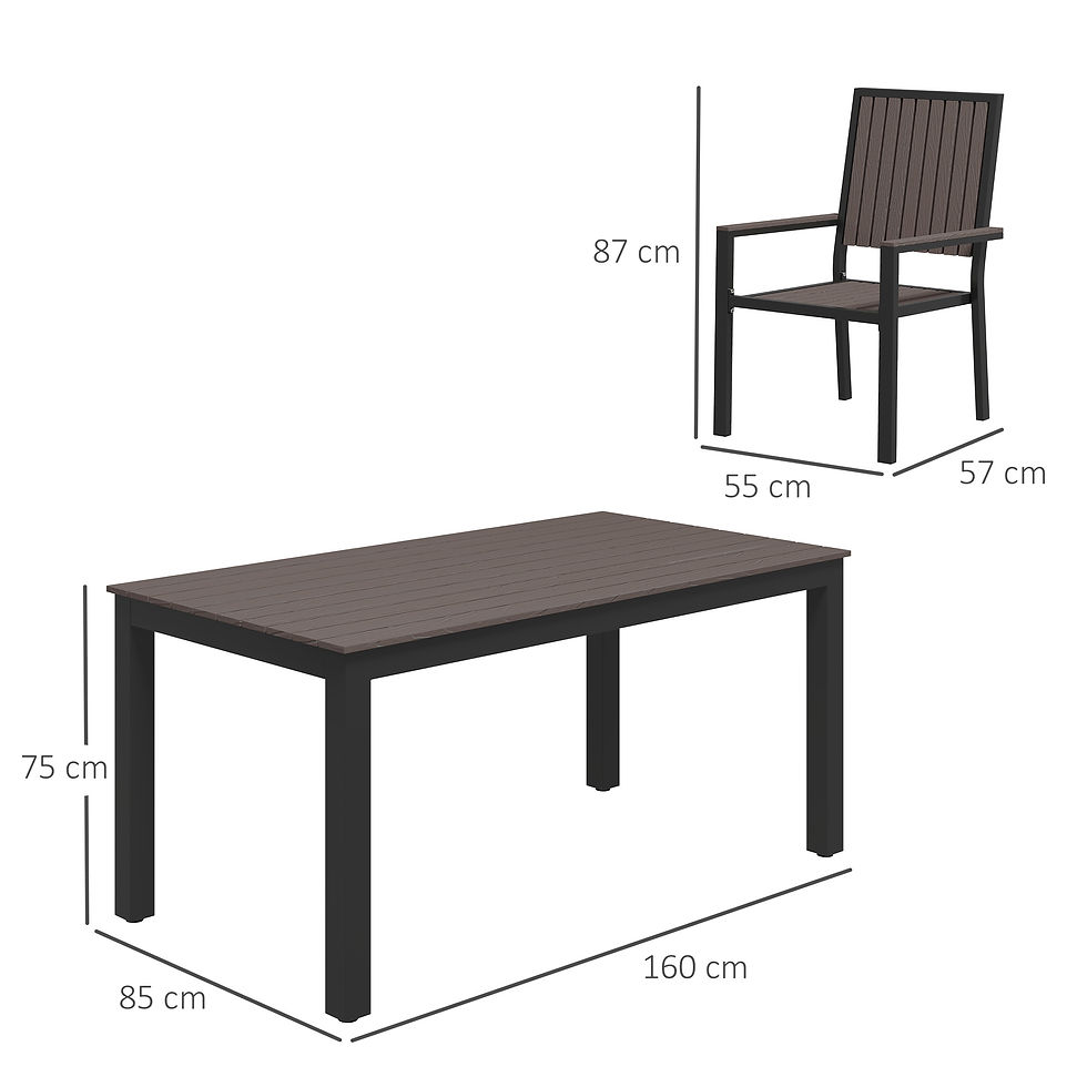 Thumbnail: 6 Seater Garden Dining Set with Stackable Chairs, Aluminium Frame, Rectangular P