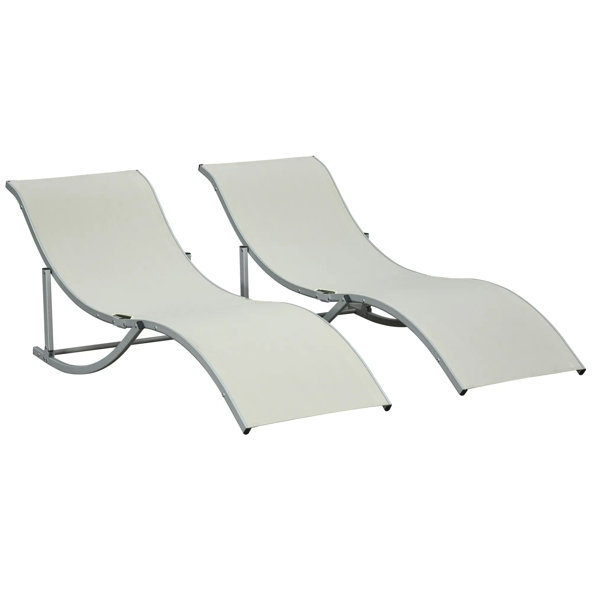 Set of 2 S-shaped Foldable Lounge Chair Sun Lounger Reclining Outdoor Chair
