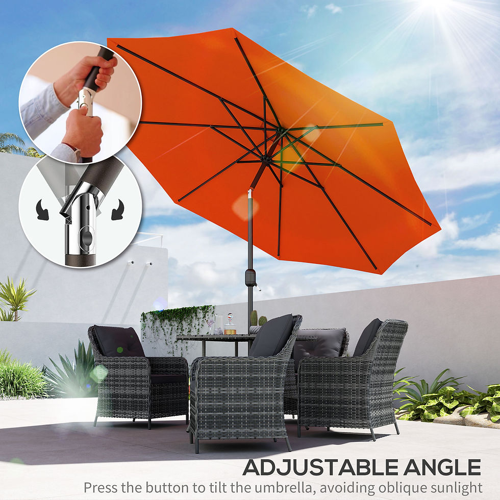 Thumbnail: 3 m Garden Parasol Umbrellas, Outdoor Sun Shade with 8 Ribs, Tilt and Crank Hand