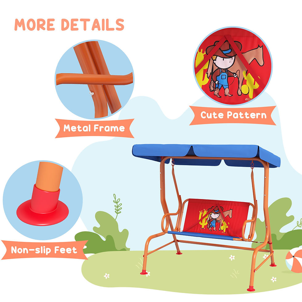 Thumbnail: Two Seater Kids Garden Swing, Cowboy Themed kids Swing Chair with Adjustable Can