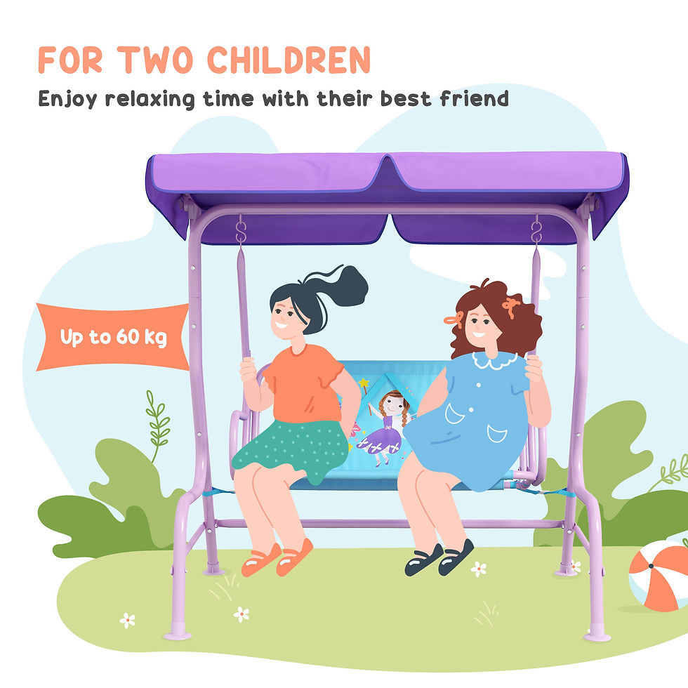 Thumbnail: Two Seater Kids Garden Swing, Fairy Themed kids Swing Chair with Adjustable Cano
