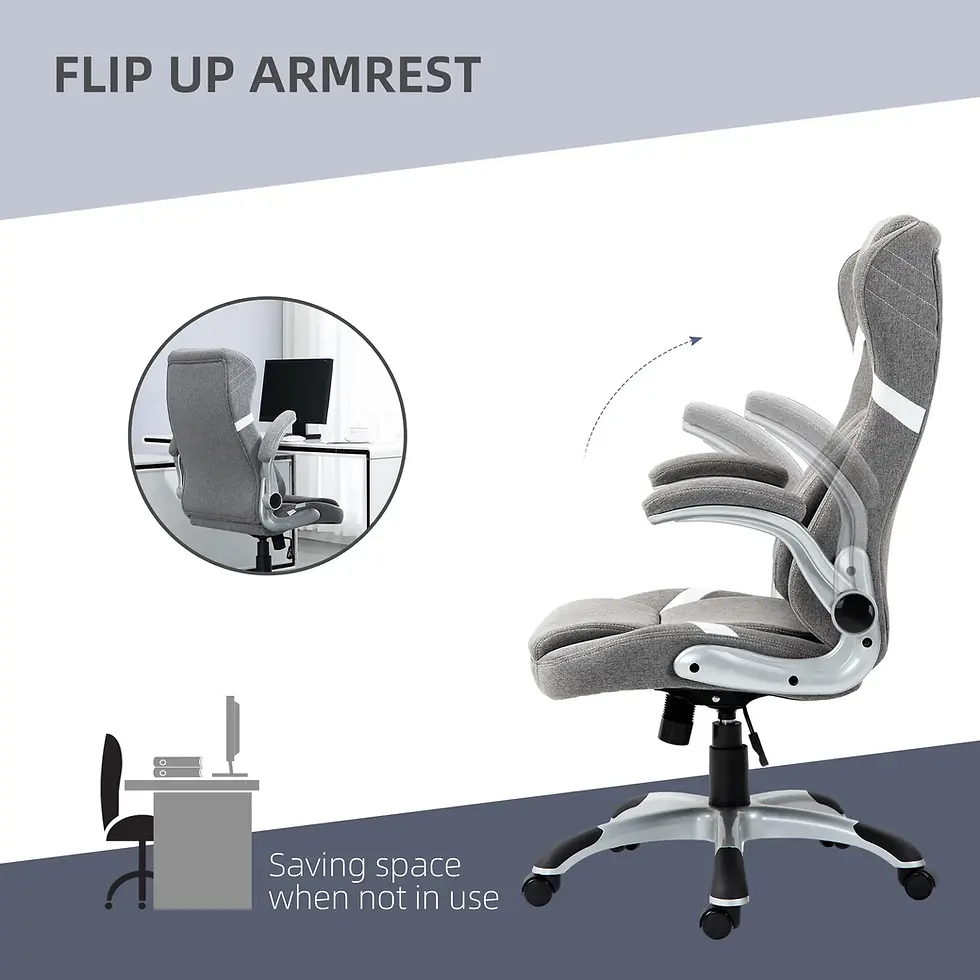 Thumbnail: Vinsetto Linen-Look Office Chair, with Adjustable Height and Tension - Grey