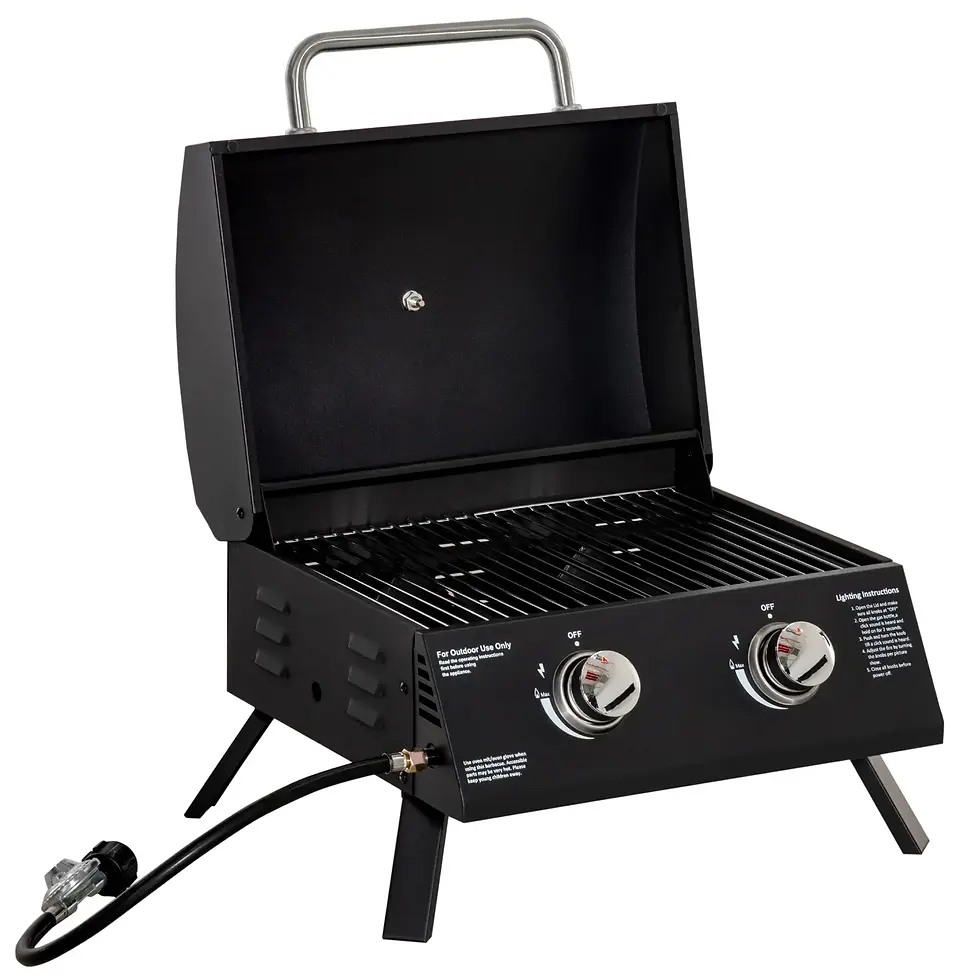 Thumbnail: Outsunny 2 Burner Gas BBQ Grill Outdoor Portable Folding Tabletop Barbecue