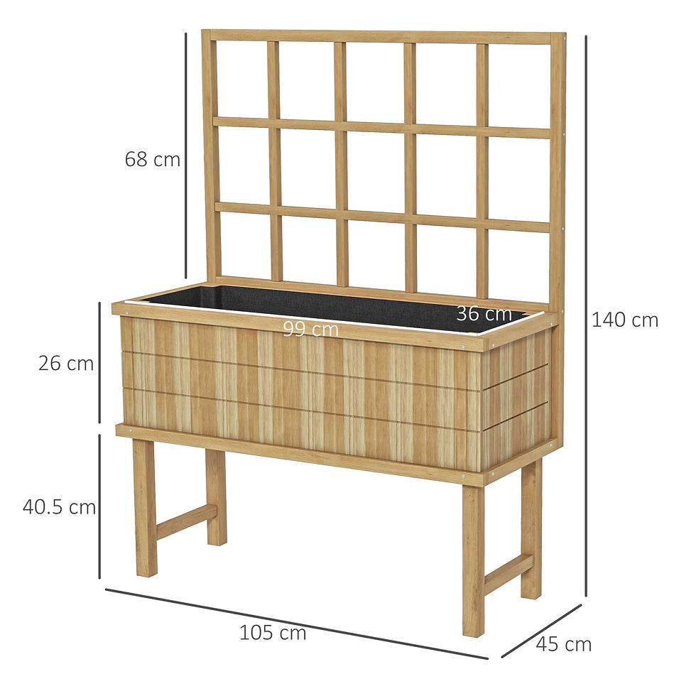 Thumbnail: 45 x 105cm Wooden Garden Planter, with Trellis - Natural