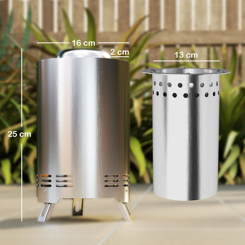 Thumbnail: Smokeless Fire Pit, 16 x 16 cm Stainless Steel Portable Wood Burning Firepit wit