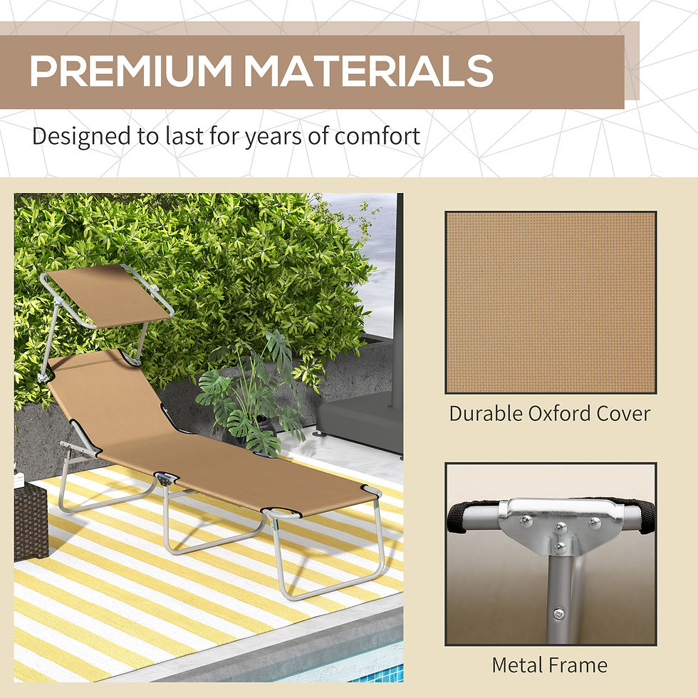 Thumbnail: Sun Lounger, with Adjustable Face Canopy - Brown