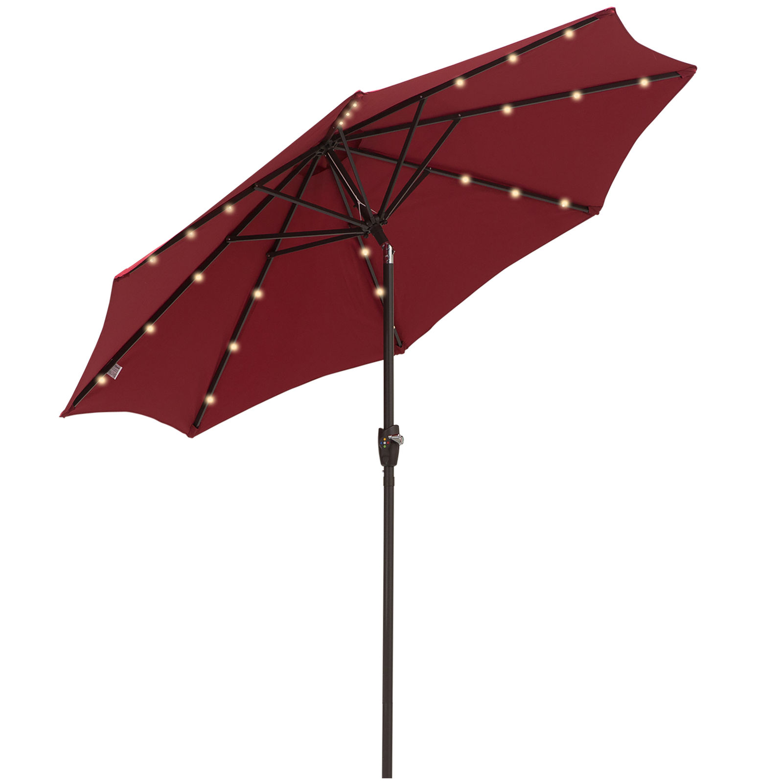 Φ2.7m Garden 24 LED Light Parasol Solar Outdoor Tilt Sun Umbrella Patio Club Par