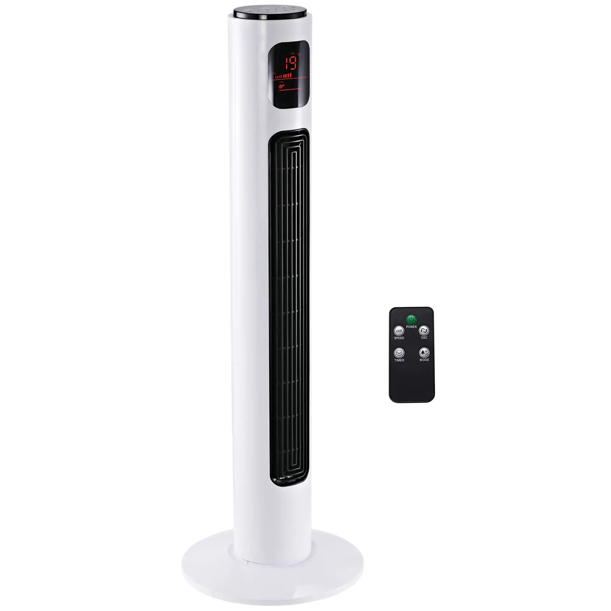 HOMCOM 38'' Freestanding Tower Fan, 3 Speed 3 Mode, 12h Timer, 70 Degree Turn