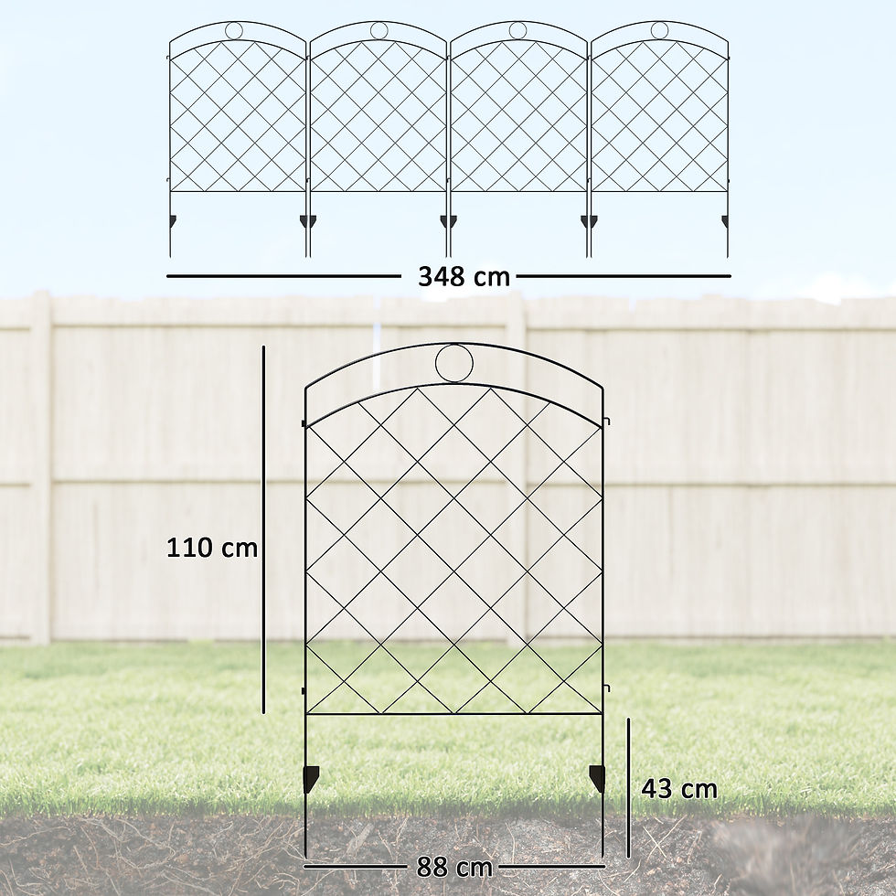Thumbnail: Steel Decorative Outdoor Picket Fence Panels Set of 4, Black