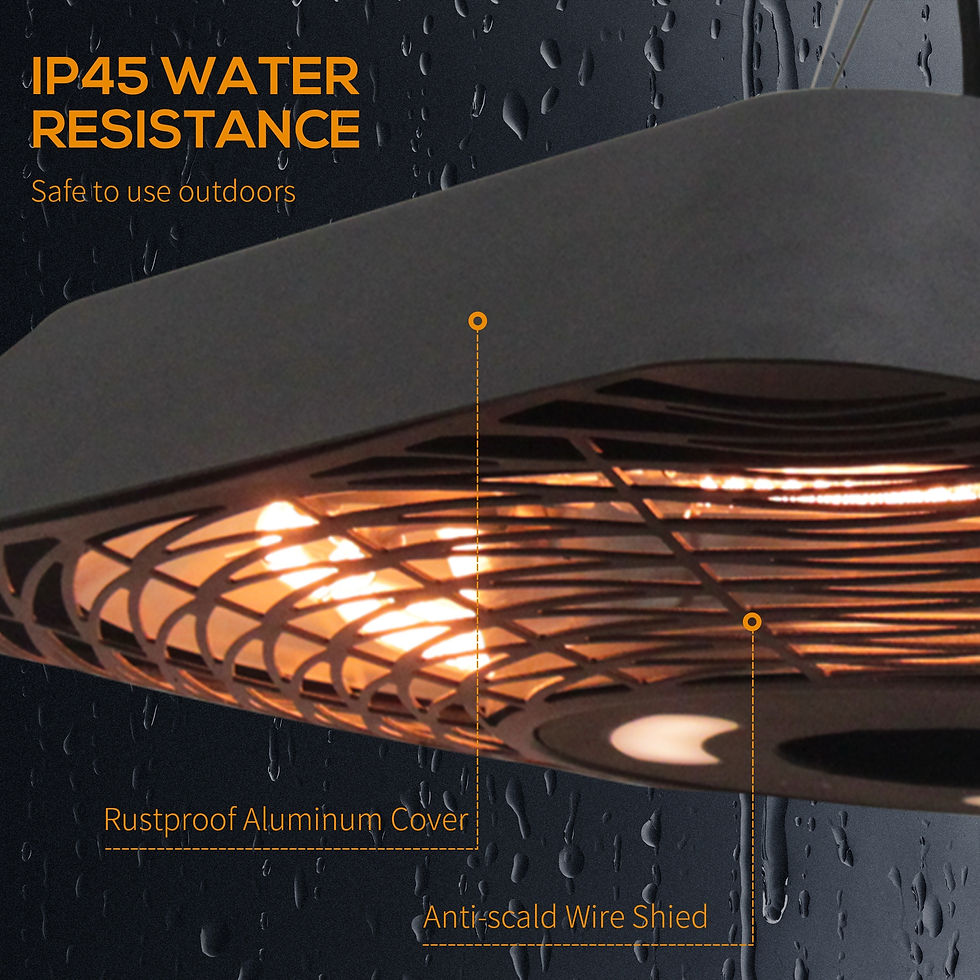 Thumbnail: 2000W Electric Hanging Patio Heater Ceiling Mounted Halogen Heating Indoor Outdo
